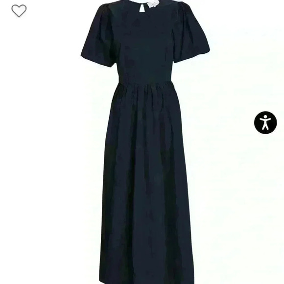 Bird and Knoll Savannah open back navy poplin midi dress - Picture 4 of 13